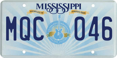 MS license plate MQC046