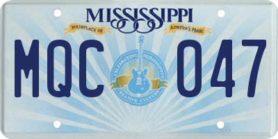 MS license plate MQC047