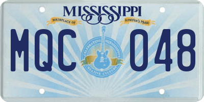 MS license plate MQC048