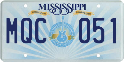 MS license plate MQC051