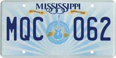 MS license plate MQC062