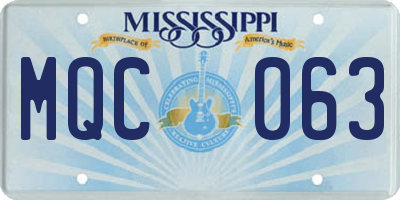 MS license plate MQC063