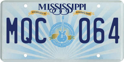 MS license plate MQC064