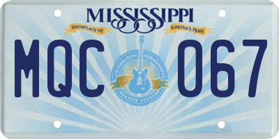 MS license plate MQC067