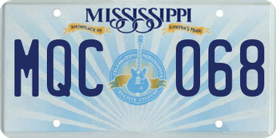 MS license plate MQC068