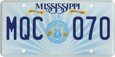 MS license plate MQC070