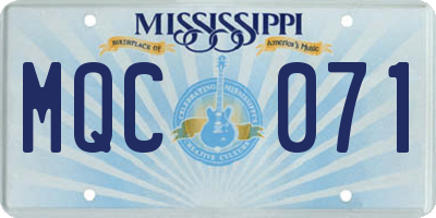 MS license plate MQC071