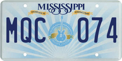 MS license plate MQC074