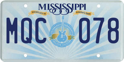MS license plate MQC078