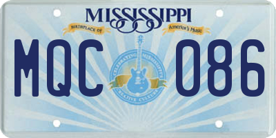 MS license plate MQC086
