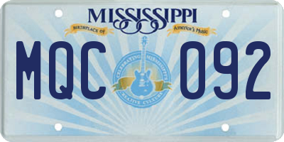 MS license plate MQC092