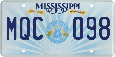 MS license plate MQC098