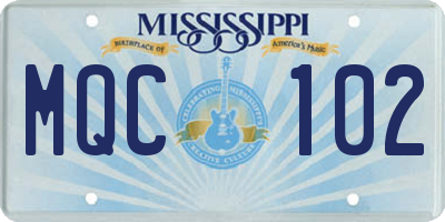 MS license plate MQC102