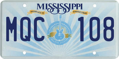 MS license plate MQC108