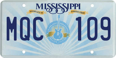 MS license plate MQC109