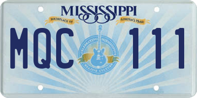 MS license plate MQC111