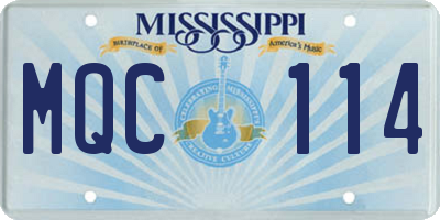 MS license plate MQC114