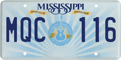 MS license plate MQC116