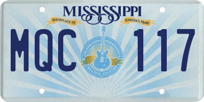 MS license plate MQC117
