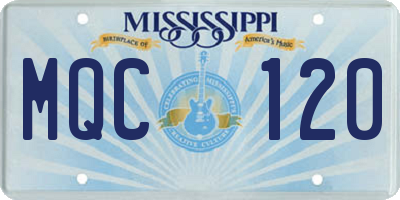 MS license plate MQC120