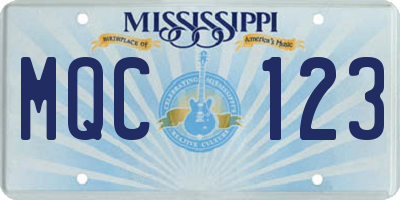 MS license plate MQC123