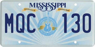 MS license plate MQC130