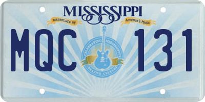 MS license plate MQC131