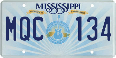 MS license plate MQC134