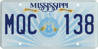 MS license plate MQC138