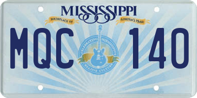 MS license plate MQC140