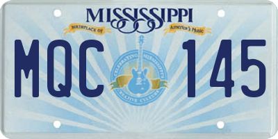 MS license plate MQC145