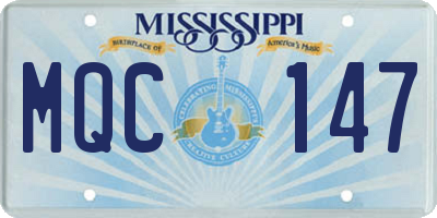 MS license plate MQC147