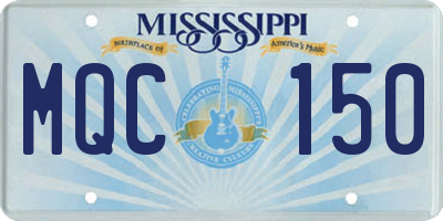 MS license plate MQC150