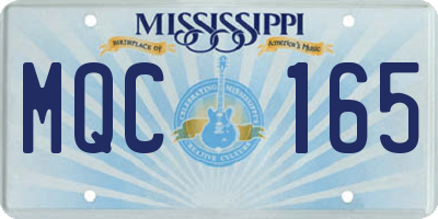 MS license plate MQC165