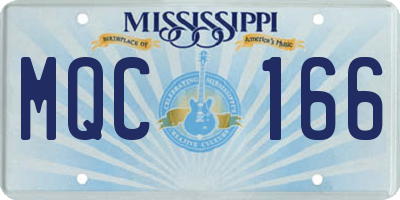 MS license plate MQC166