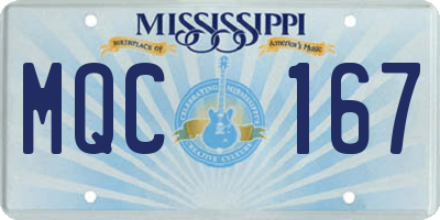 MS license plate MQC167