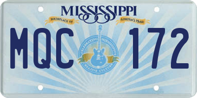 MS license plate MQC172