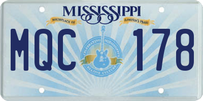 MS license plate MQC178