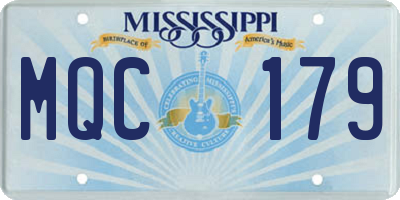 MS license plate MQC179