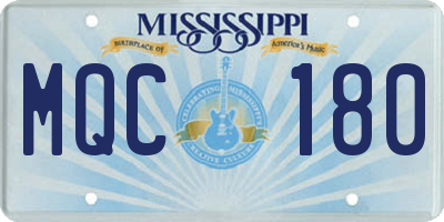 MS license plate MQC180