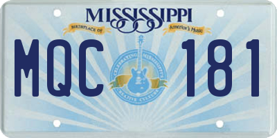 MS license plate MQC181