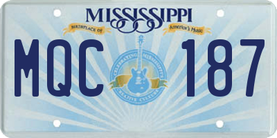 MS license plate MQC187