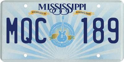 MS license plate MQC189