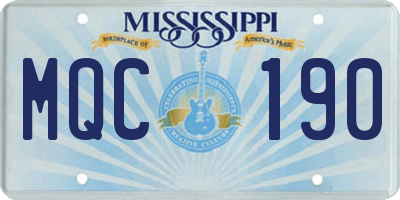 MS license plate MQC190