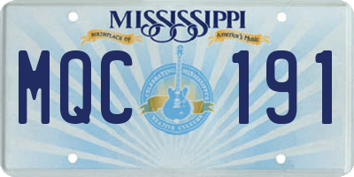 MS license plate MQC191
