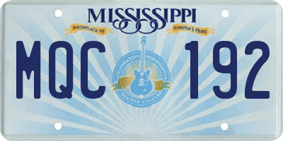 MS license plate MQC192