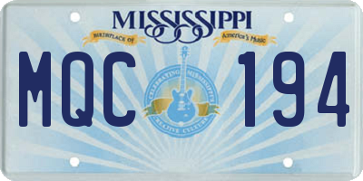 MS license plate MQC194