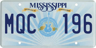 MS license plate MQC196