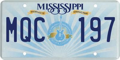 MS license plate MQC197