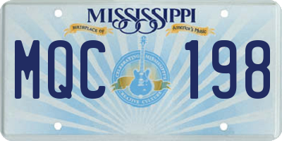 MS license plate MQC198
